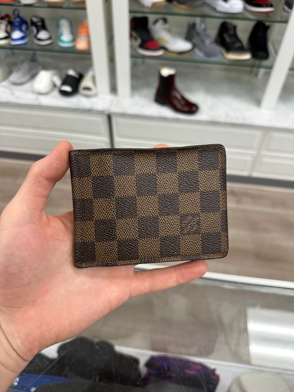Louis Vuitton Damier Slender Bifold Wallet Brown SF